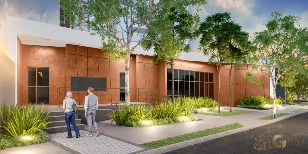 Fachada com portaria do Living Full Berrini em São Paulo