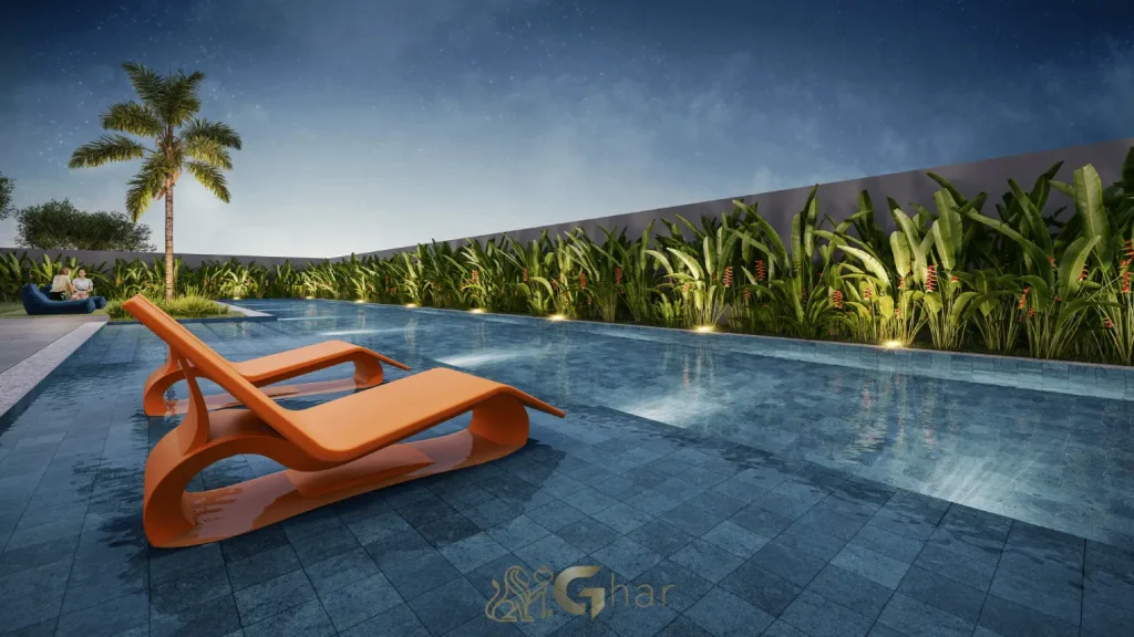 Piscina com deck molhado no Living Full Berrini em São Paulo