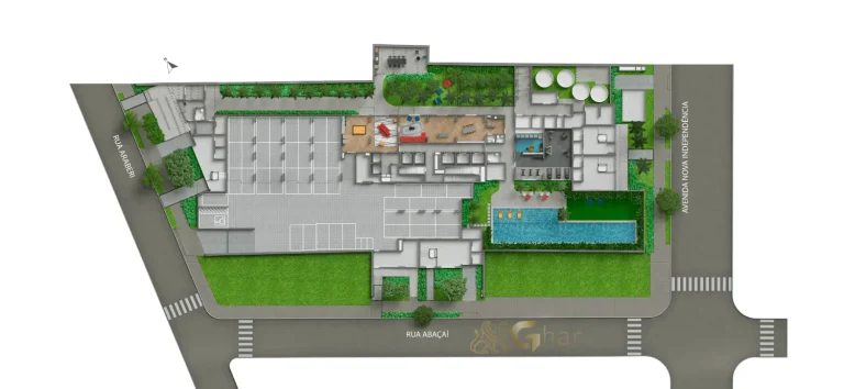 Planta de implantação térreo do condomínio Living Full Berrini em São Paulo