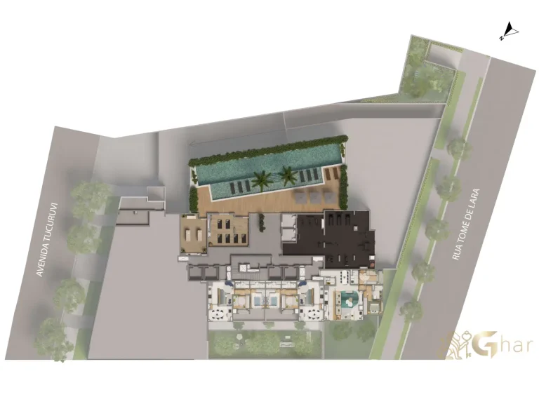 Planta implantação 1º pavimento condomínio Living Grand Exclusive Tucuruvi São Paulo