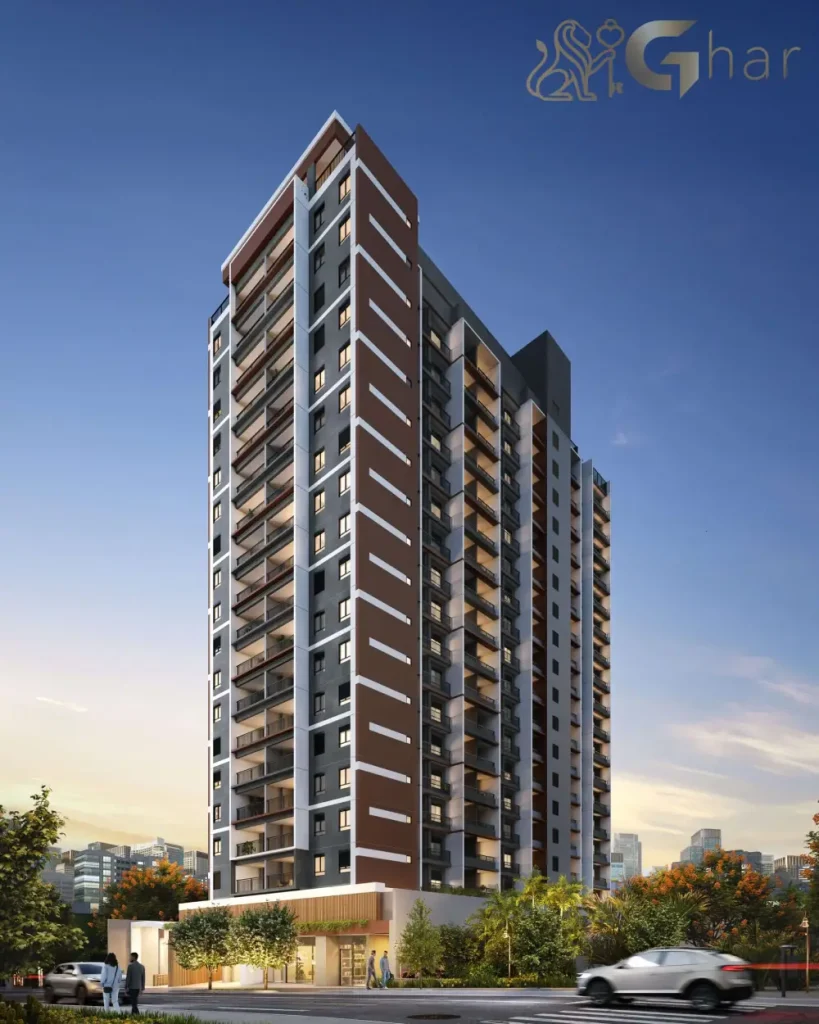 Fachada iluminada à noite do Look Ibirapuera