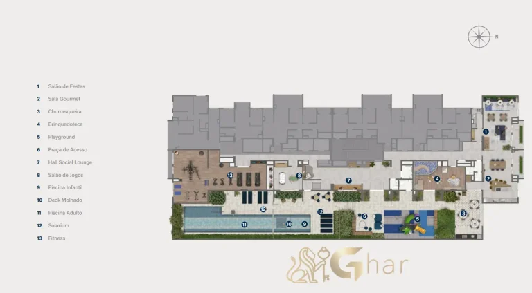 Planta do 3º pavimento com lazer no Lume House Vila Prudente