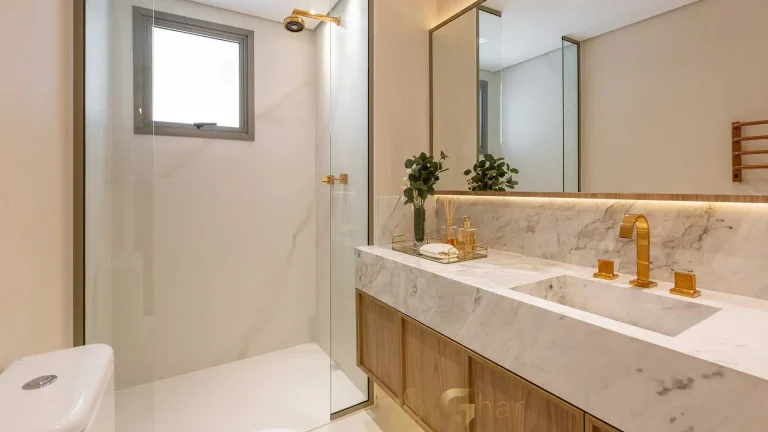 Banheiro suíte master apartamento decorado 138m² MAC Brooklin