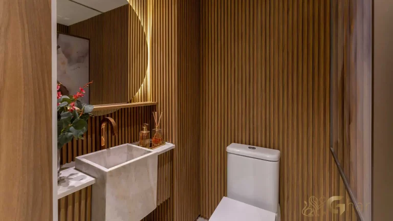 Lavabo apartamento decorado 138m² MAC Brooklin alto padrão