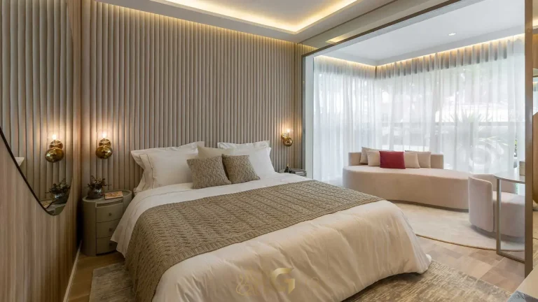 Quarto casal decorado apartamento 138m² MAC Brooklin Brooklin São Paulo