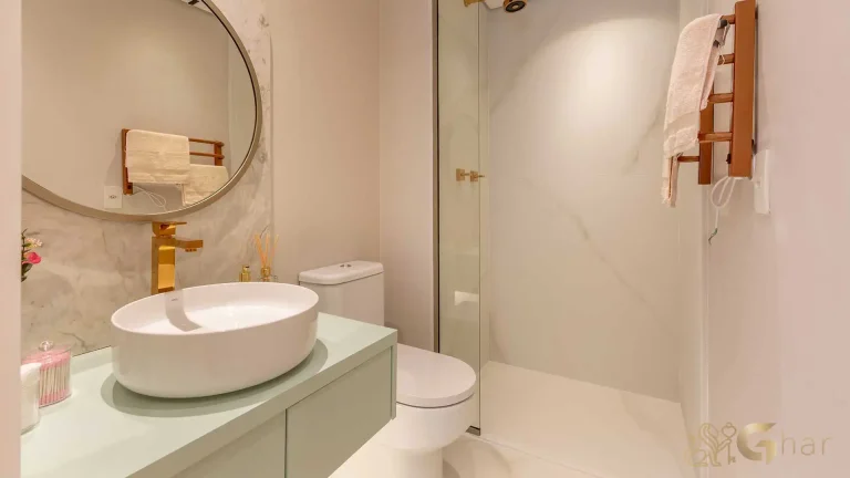 Banheiro moderno apartamento decorado 100m² MAC Brooklin