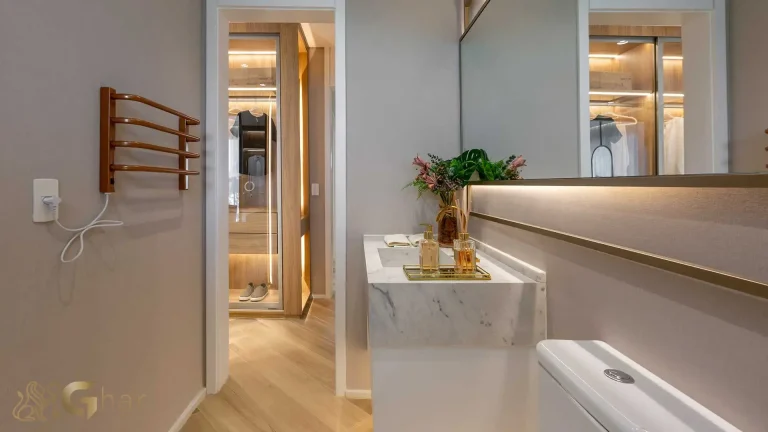 Banheiro suíte apartamento decorado 100m² MAC Brooklin