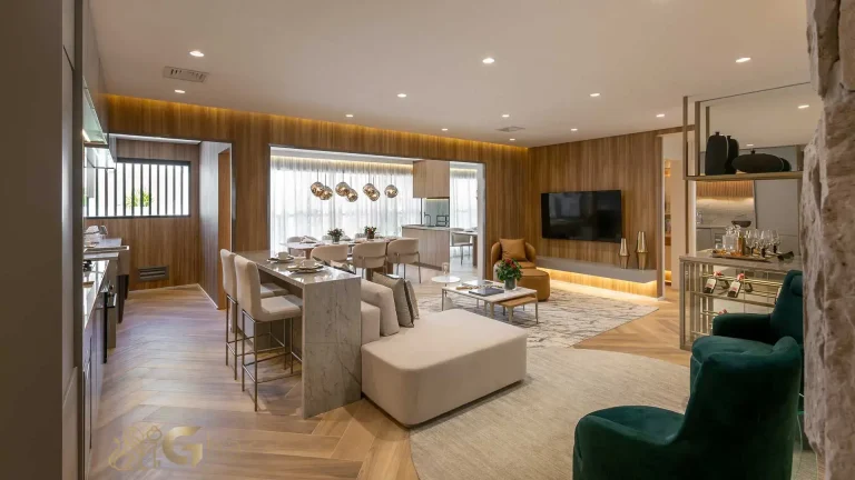 Living amplo apartamento decorado 100m² MAC Brooklin Brooklin São Paulo