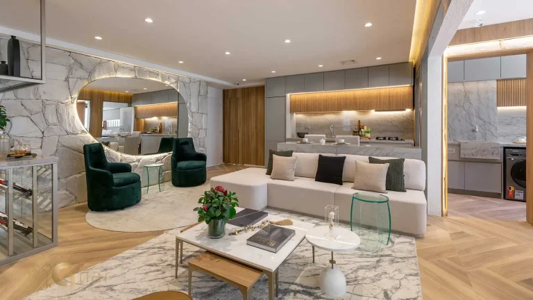 Living moderno decorado apartamento 100m² MAC Brooklin