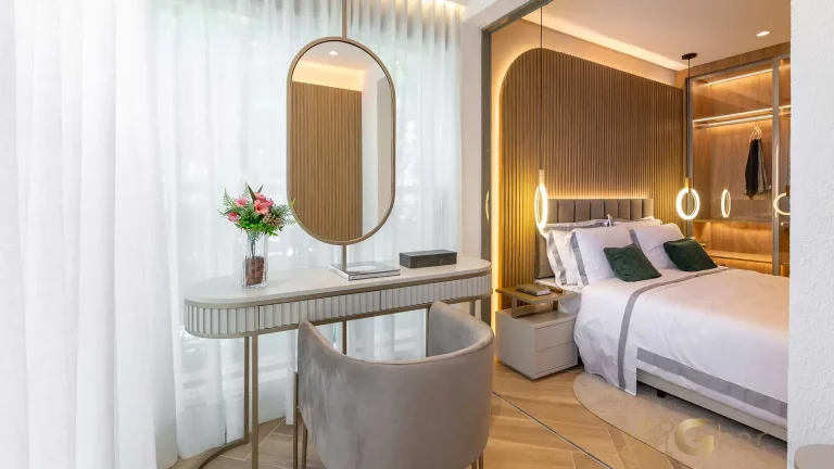 Penteadeira suíte apartamento decorado 100m² MAC Brooklin