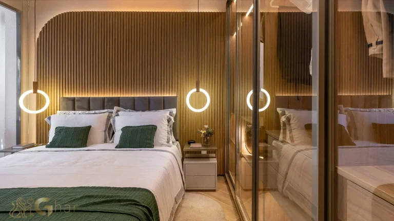 Quarto suíte planejado apartamento decorado 100m² MAC Brooklin