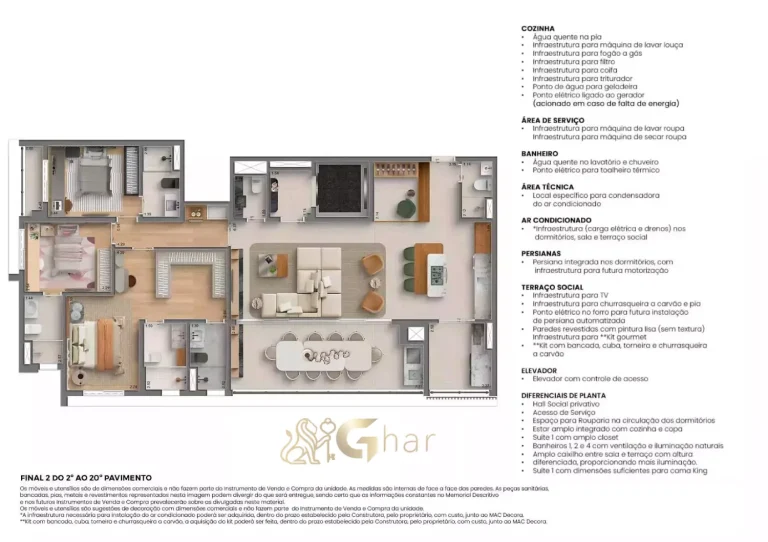 Planta apartamento 157m² 3 suítes sala ampliada cozinha aberta MAC Vila Clementino São Paulo