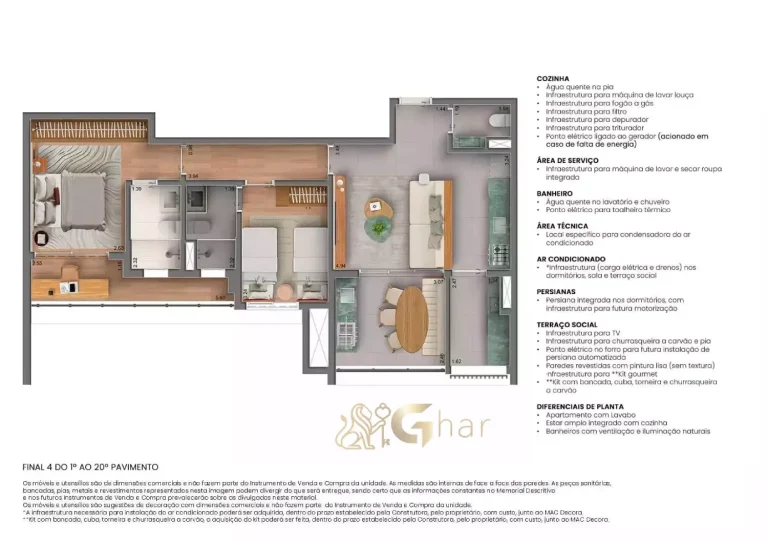 Planta apartamento 81m² 2 suítes MAC Vila Clementino São Paulo