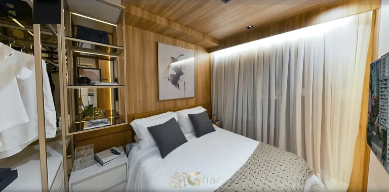 Quarto casal suíte apartamento decorado MAC Vila Mariana São Paulo