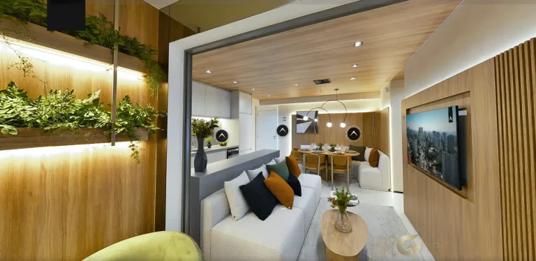 Terraço integrado sala apartamento decorado MAC Vila Mariana São Paulo