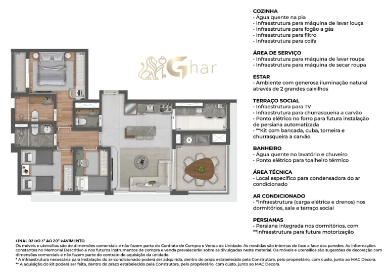 Planta apartamento 98m² 3 dormitórios 1 suíte MAC Vila Mariana São Paulo