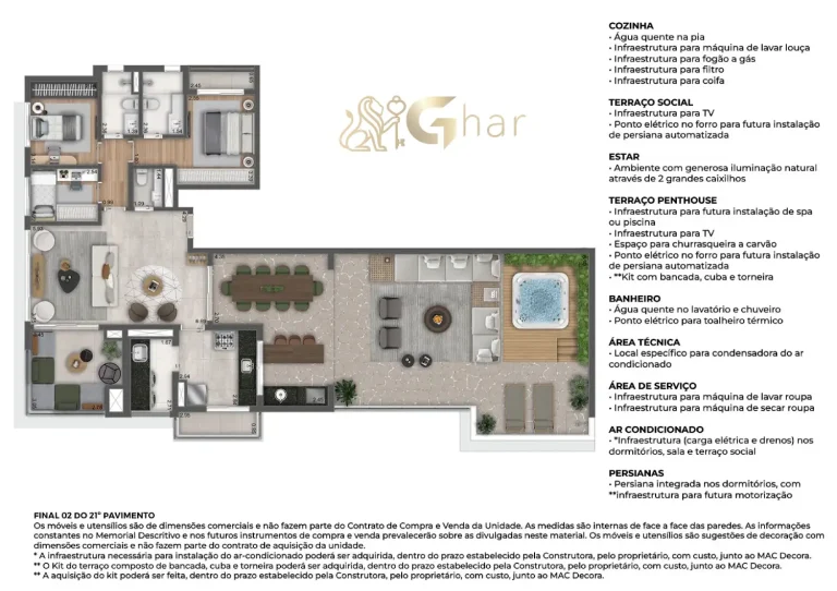 Planta penthouse 198m² 3 dormitórios 1 suíte MAC Vila Mariana São Paulo