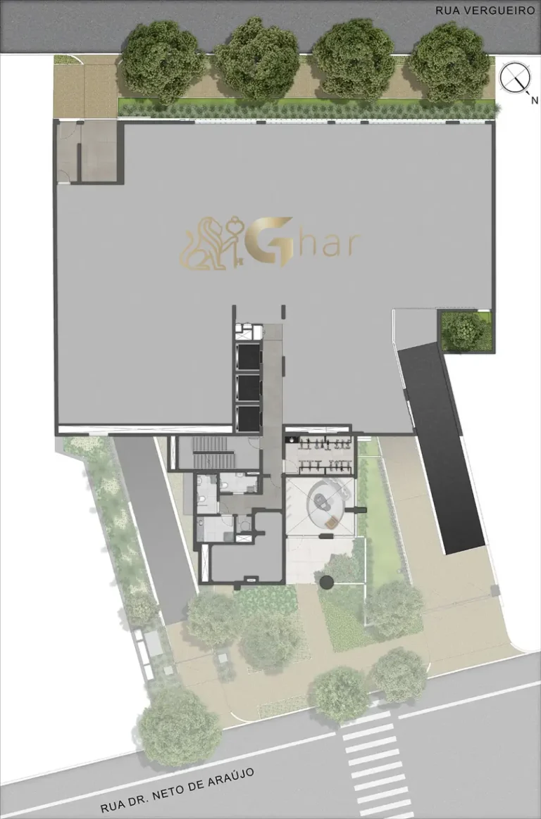 Planta implantação 1º pavimento condomínio MAC Vila Mariana São Paulo