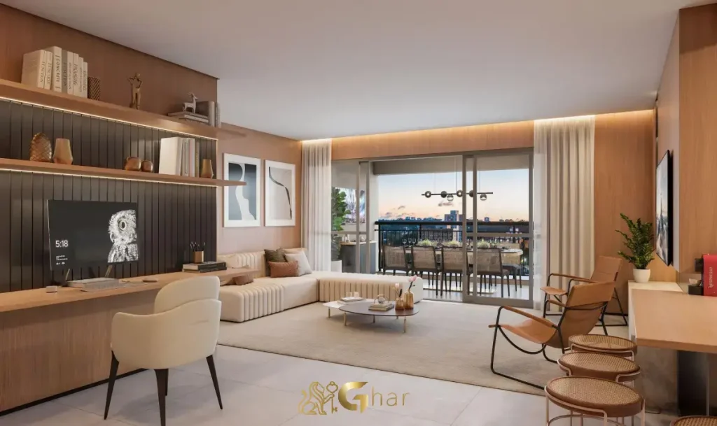 Living decorado em apartamento no Mooca Città Firenze