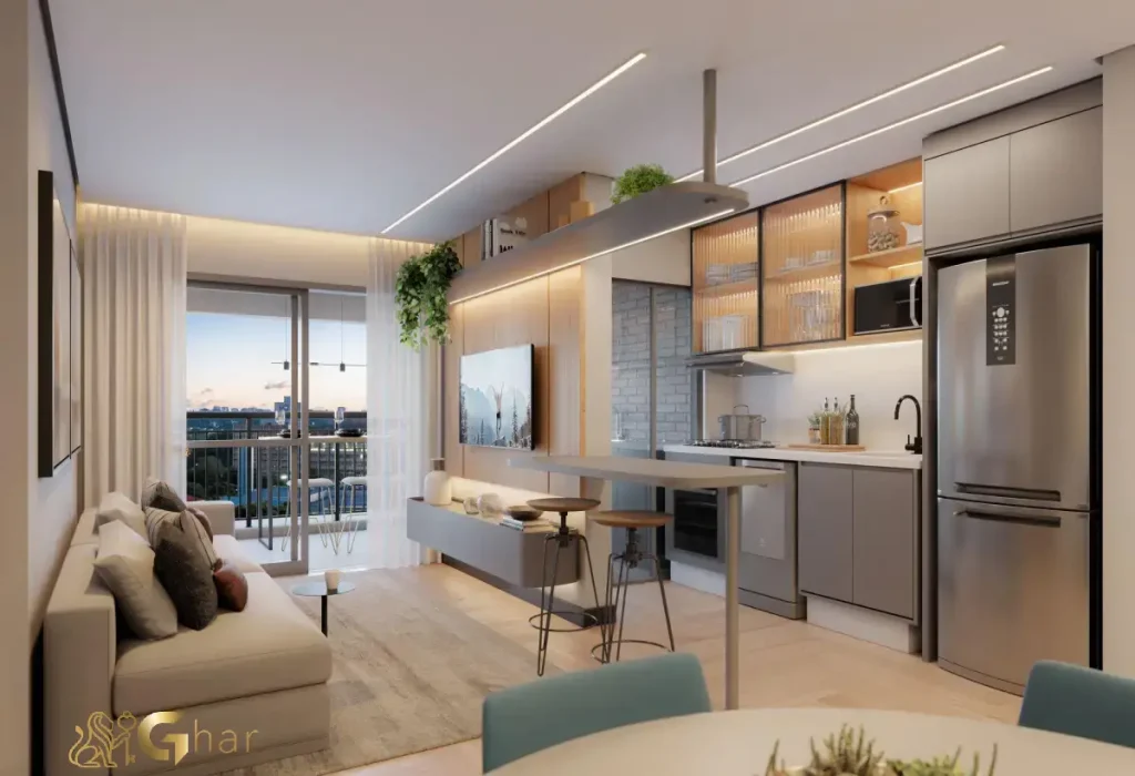 Apartamento decorado com living moderno no Mooca Città Firenze