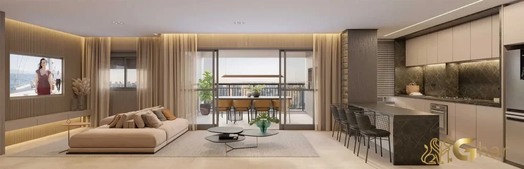 Living decorado em apartamento de 118m² no Mooca Città Milano