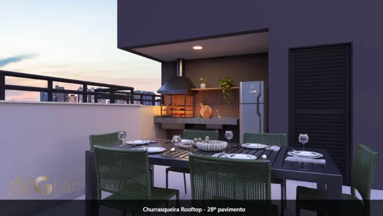 Churrasqueira rooftop no condomínio Mundo Apto Elevato Brooklin São Paulo