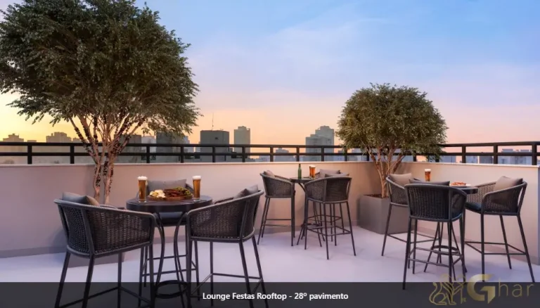 Lounge de festas rooftop no Mundo Apto Elevato Brooklin São Paulo