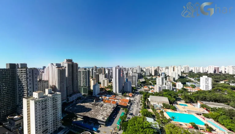 Vista rooftop do condomínio Mundo Apto Elevato Brooklin em São Paulo