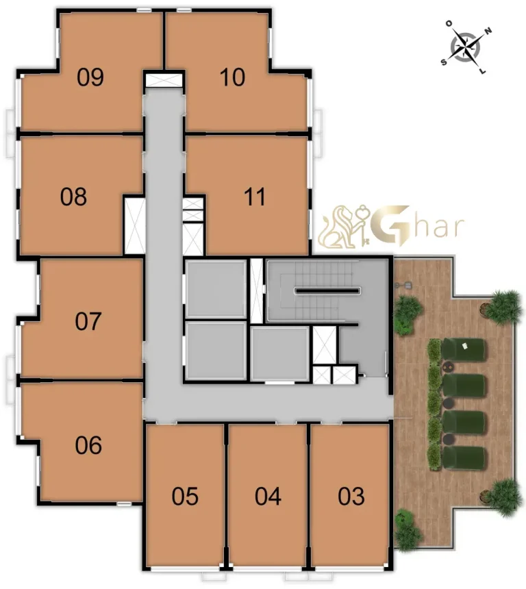 Planta dos andares residenciais no Mundo Apto Elevato Brooklin em São Paulo