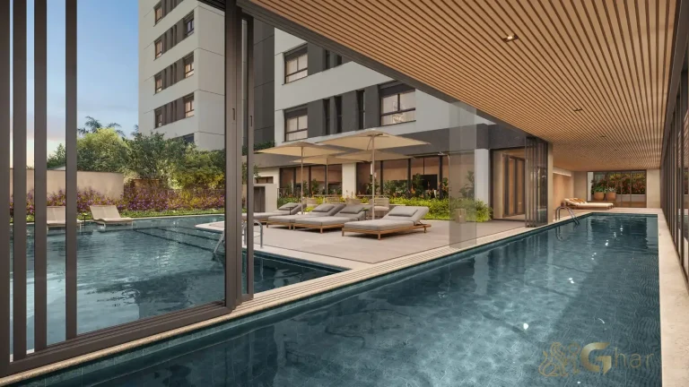 Piscina coberta climatizada no Nuv Moema