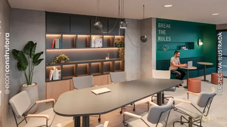 Espaço coworking no condomínio Peak Vila Olímpia
