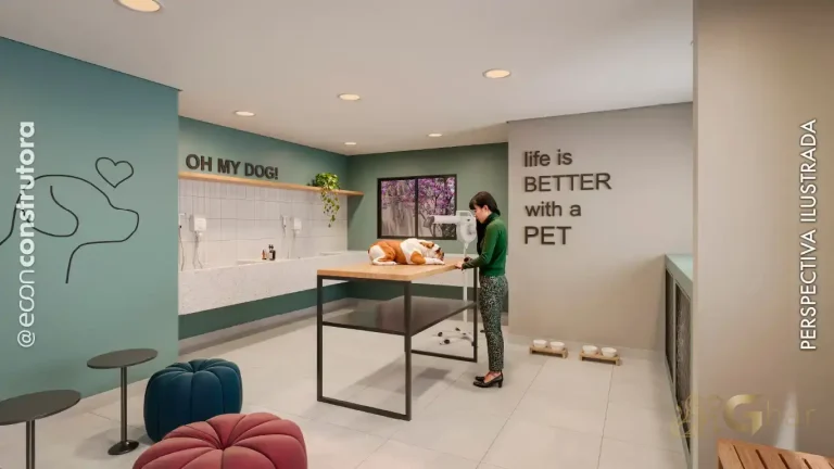 Espaço pet care no condomínio Peak Vila Olímpia