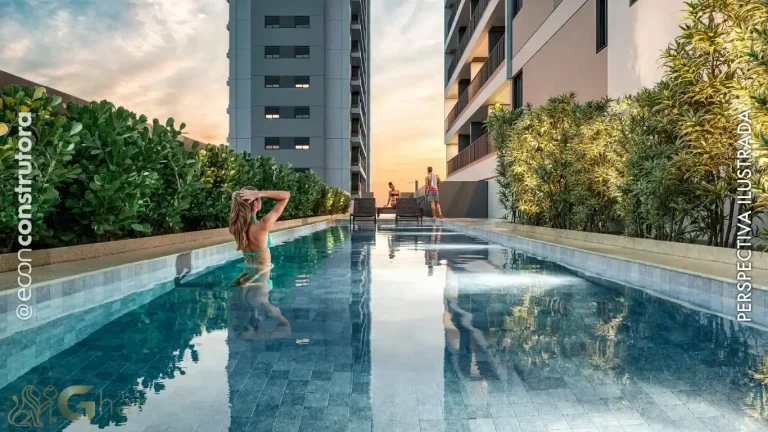 Piscina no condomínio Peak Vila Olímpia em São Paulo