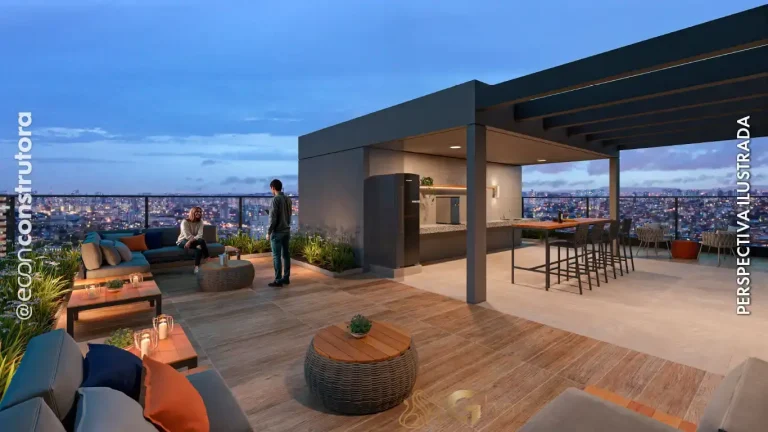 Terraço gourmet no condomínio Peak Vila Olímpia com espaço para receber
