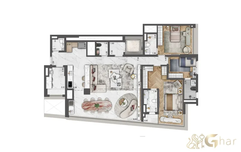 Petra Brooklin planta apartamento 162m² opção Lavvi Brooklin