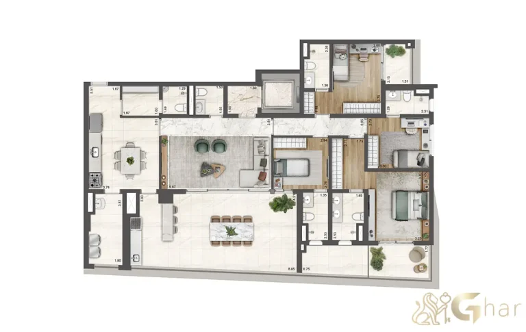 Petra Brooklin planta apartamento 199m² Lavvi Brooklin