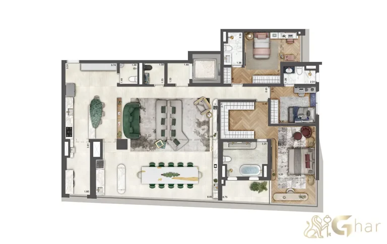 Petra Brooklin planta apartamento 199m² Lavvi Brooklin