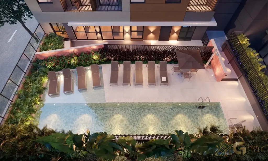 Piscina no condomínio QG Cardoso de Melo by You,Inc Vila Olímpia em São Paulo