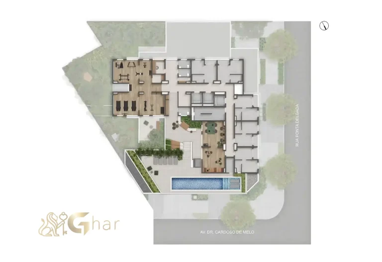 Planta do 3º pavimento com lazer no QG Cardoso de Melo Vila Olímpia São Paulo