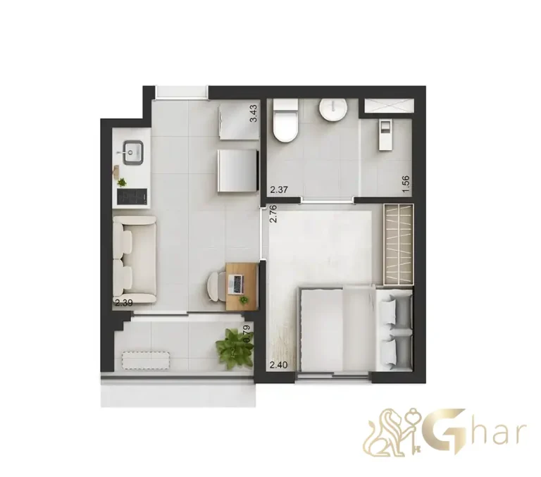 Planta de serviço moradia no QG Cardoso de Melo Vila Olímpia em São Paulo