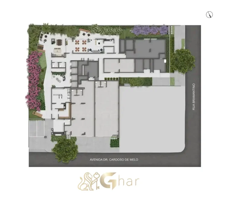 Planta térreo condomínio QG Cardoso de Melo Vila Olímpia São Paulo
