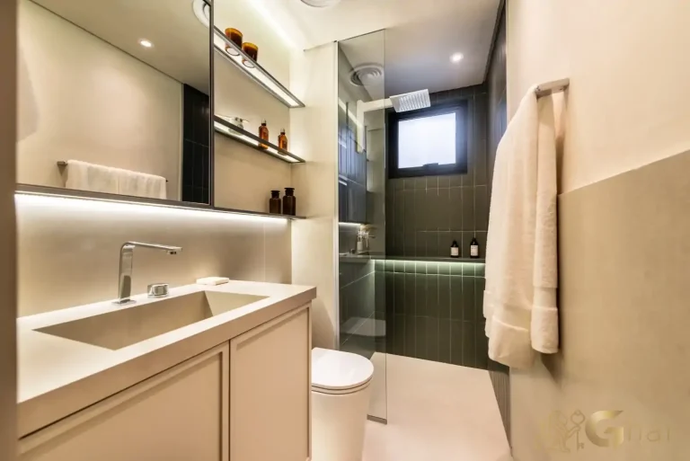 Cozinha e banheiro de apartamento decorado no QG Vila Nova Conceição by You,Inc