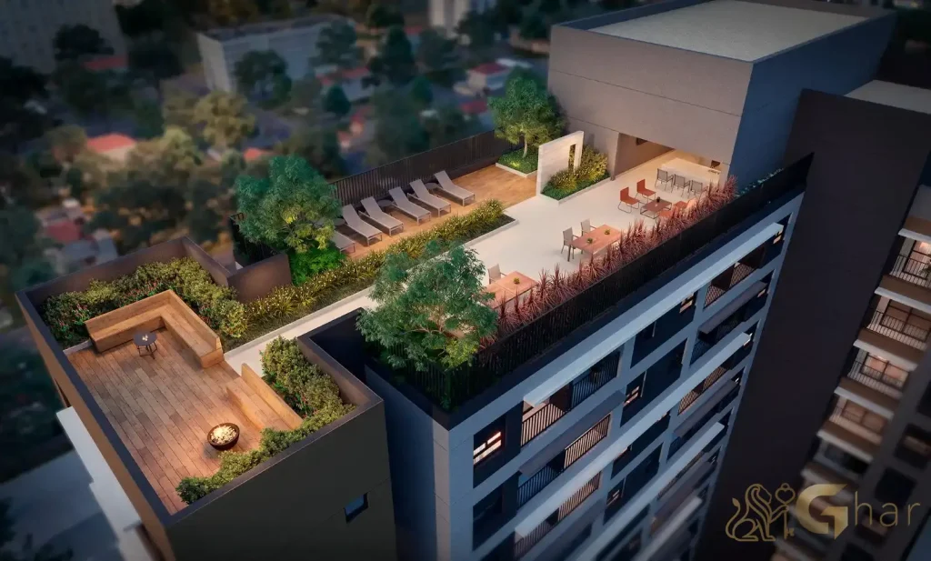 Vista aérea da cobertura do QG Vila Nova Conceição by You,Inc em São Paulo