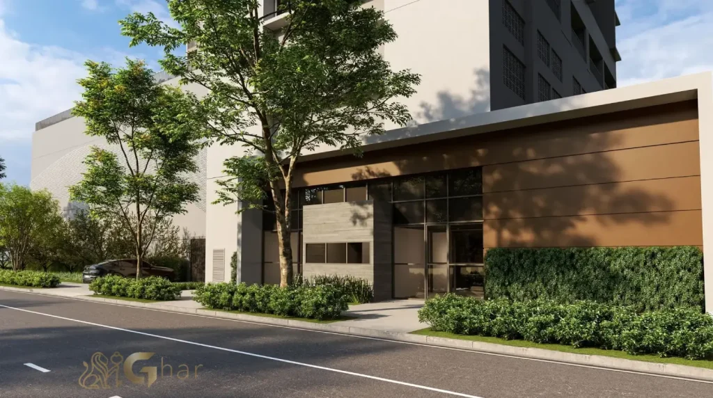 Fachada portaria condomínio Raízes Premium Campo Belo São Paulo