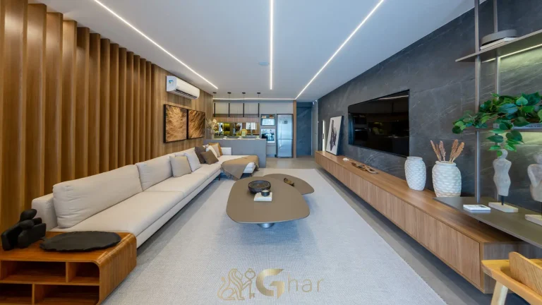 Living decorado apartamento 109 m² Recanto Oliveiras Jardim das Perdizes