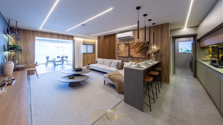 Apartamento decorado 109 m² sala no Recanto Oliveiras Jardim das Perdizes