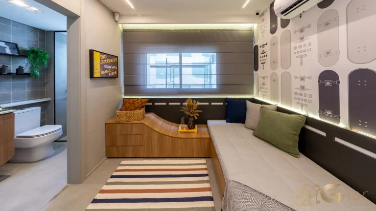 Suíte decorada apartamento 109 m² Recanto Oliveiras Jardim das Perdizes