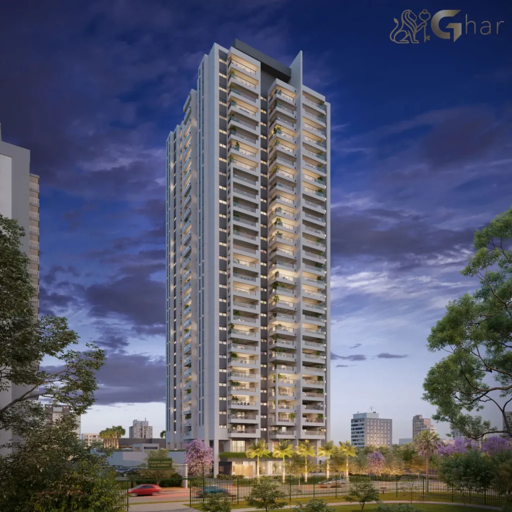 Fachada à noite do Recanto Oliveiras Jardim das Perdizes em São Paulo