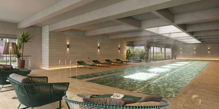 Piscina coberta no condomínio Recanto Oliveiras Jardim das Perdizes