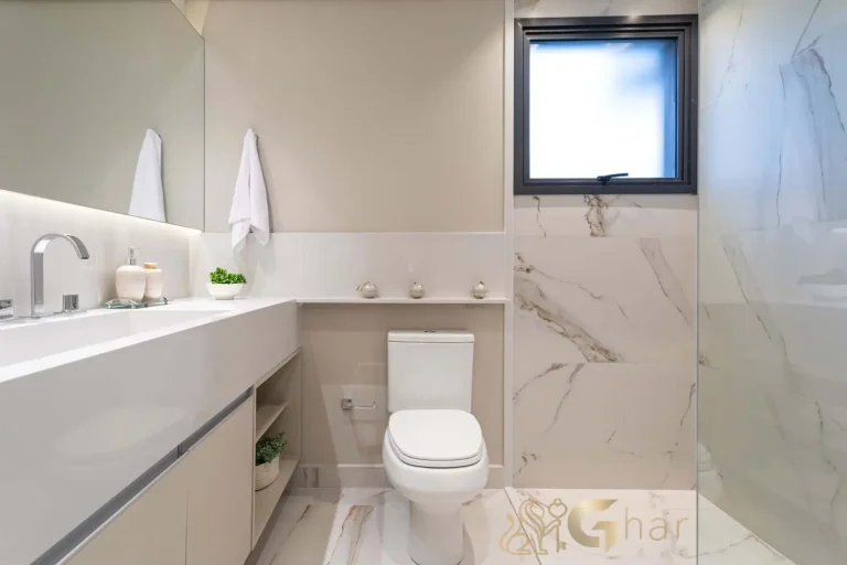 Banheiro da suíte 3 decorado no Reserva Figueiras Jardim das Perdizes